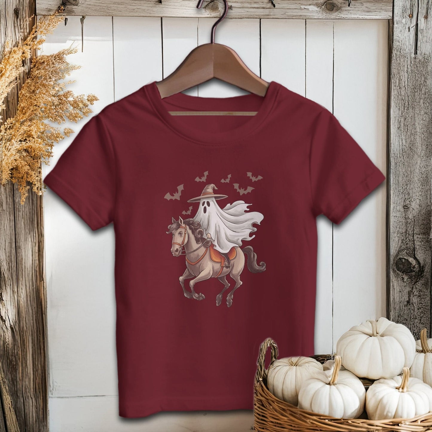 Holiday Youth Shirt Youth T-shirt / S / Maroon Ghost Riding Horse Halloween Youth Shirt