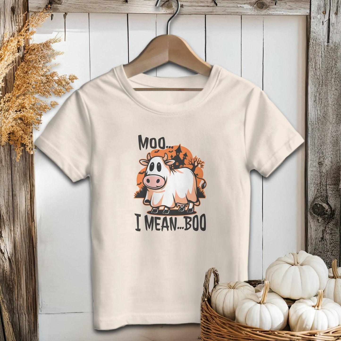 Holiday Youth Shirt Youth T-shirt / S / Natural Halloween Moo I Mean Boo Cow Youth Shirt