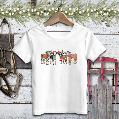 Holiday Youth Shirt Youth T-shirt / White / S Festive Cows Youth Shirt