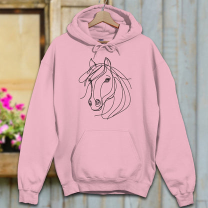 Hoodie Adult Hoodie / Light Pink / S Elegant Horse Line Art Hoodie