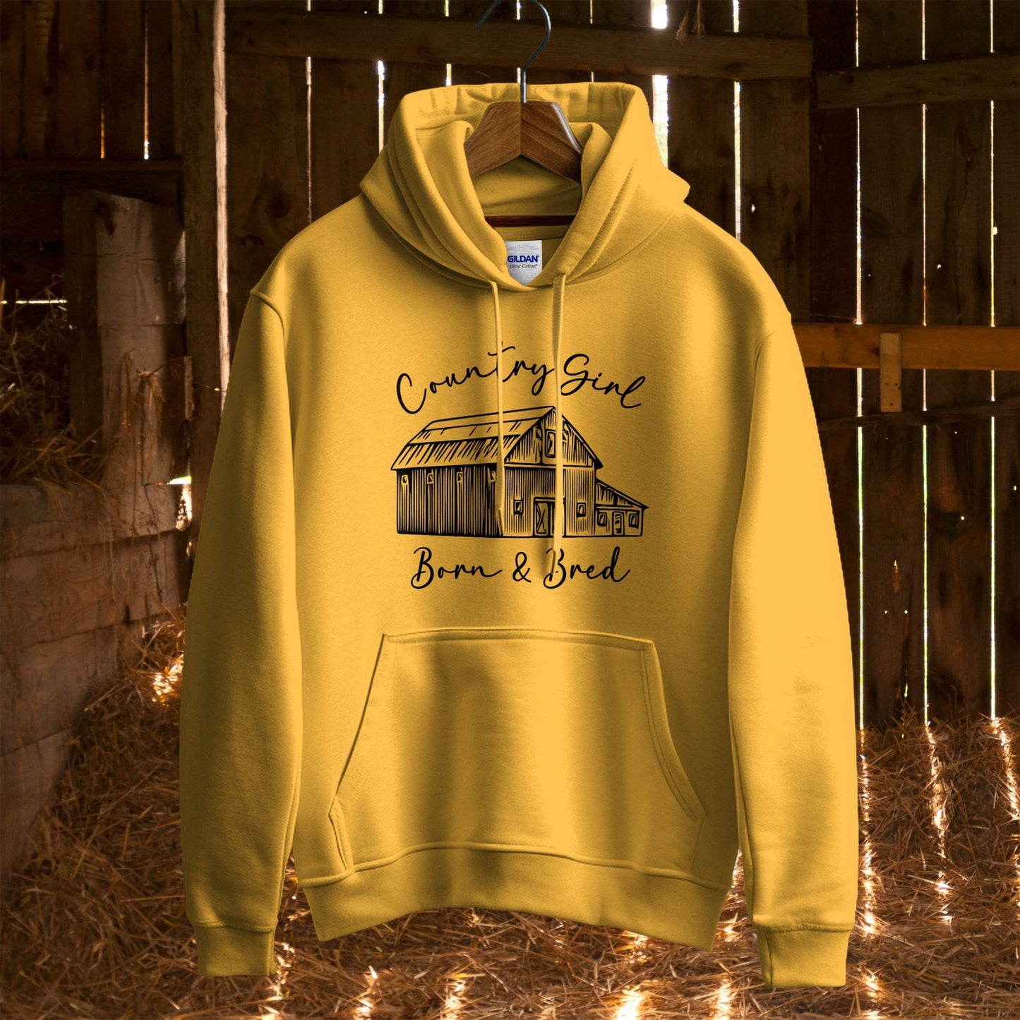 Hoodie Adult Hoodie / S / Gold Country Girl Born and Bred Hoodie