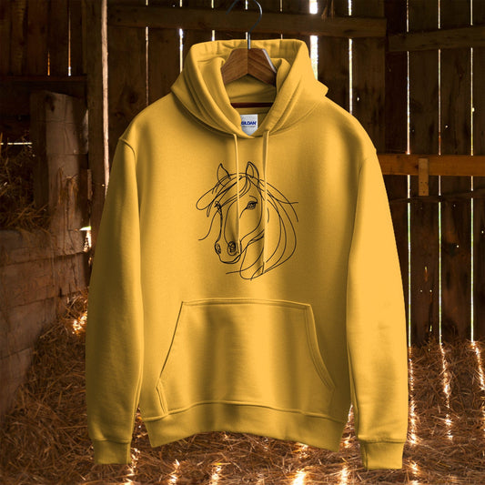 Hoodie Adult Hoodie / S / Gold Elegant Horse Line Art Hoodie