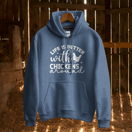 Hoodie Adult Hoodie / S / Heather Sport Dark Navy Life Is Better With Chickens Hoodie