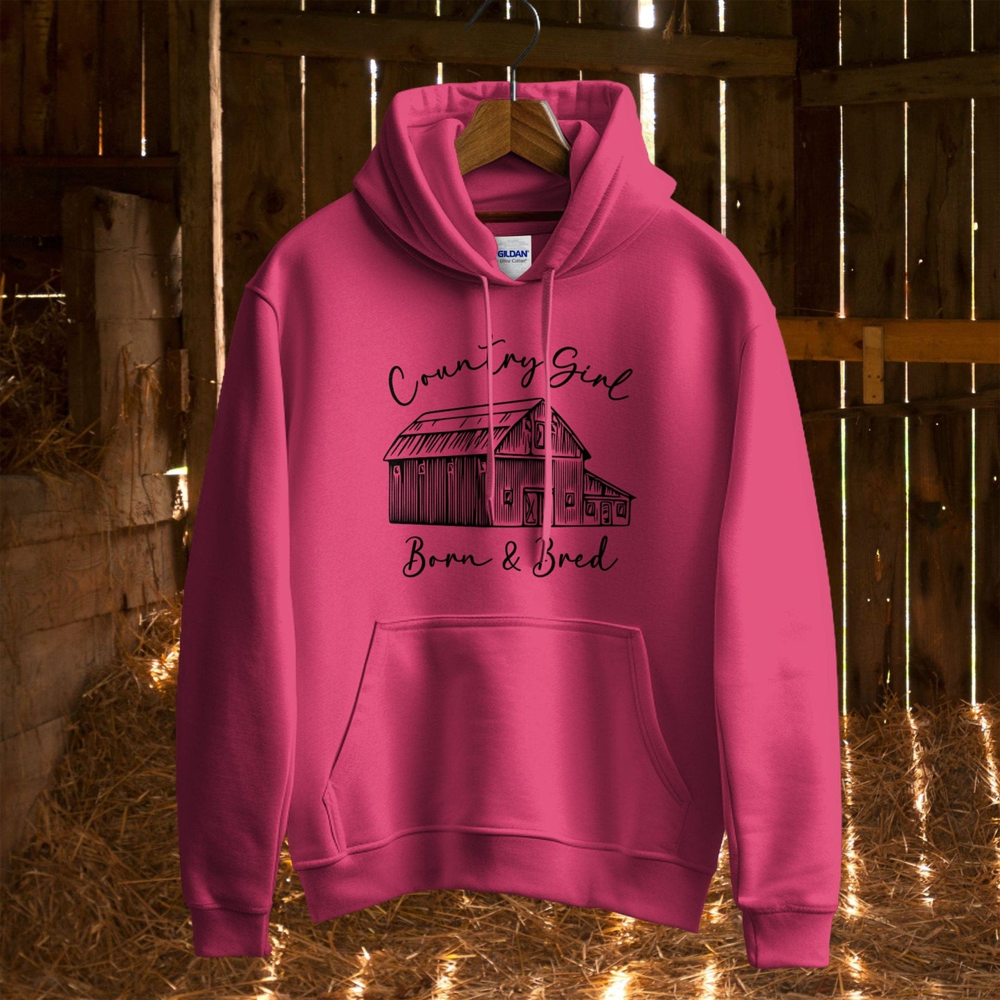 Hoodie Adult Hoodie / S / Heliconia Country Girl Born and Bred Hoodie