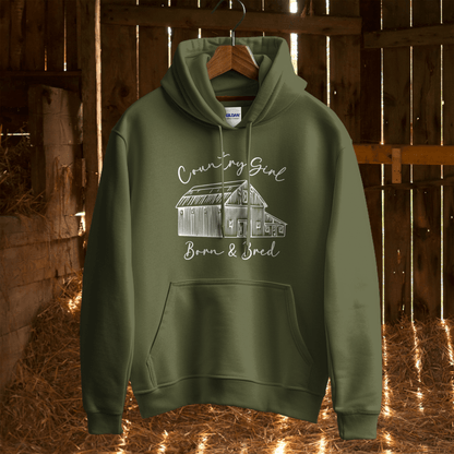 Hoodie Adult Hoodie / S / Military Green Country Girl Born and Bred Hoodie