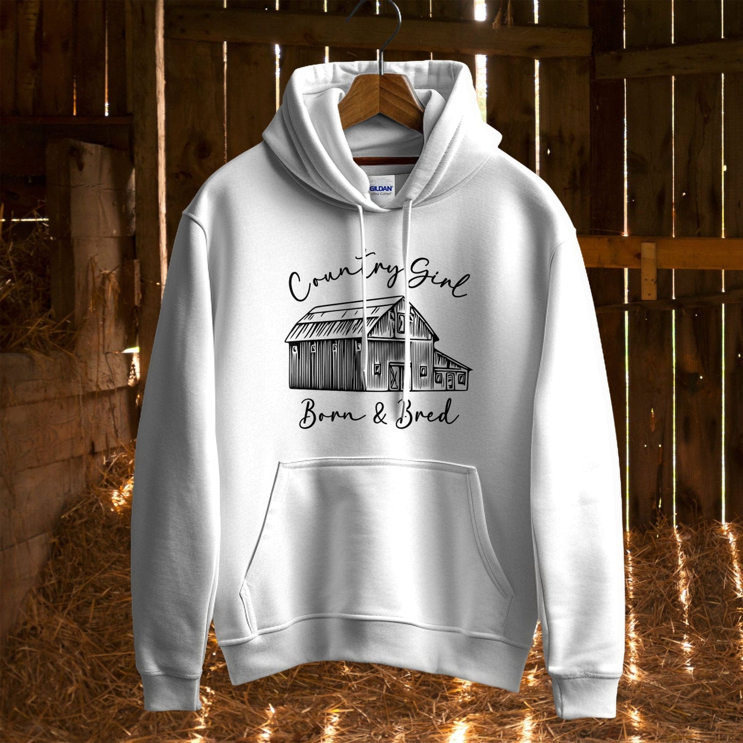 Hoodie Adult Hoodie / S / White Country Girl Born and Bred Hoodie