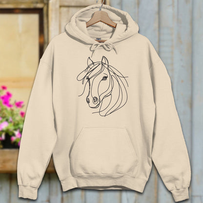 Hoodie Adult Hoodie / Sand / S Elegant Horse Line Art Hoodie