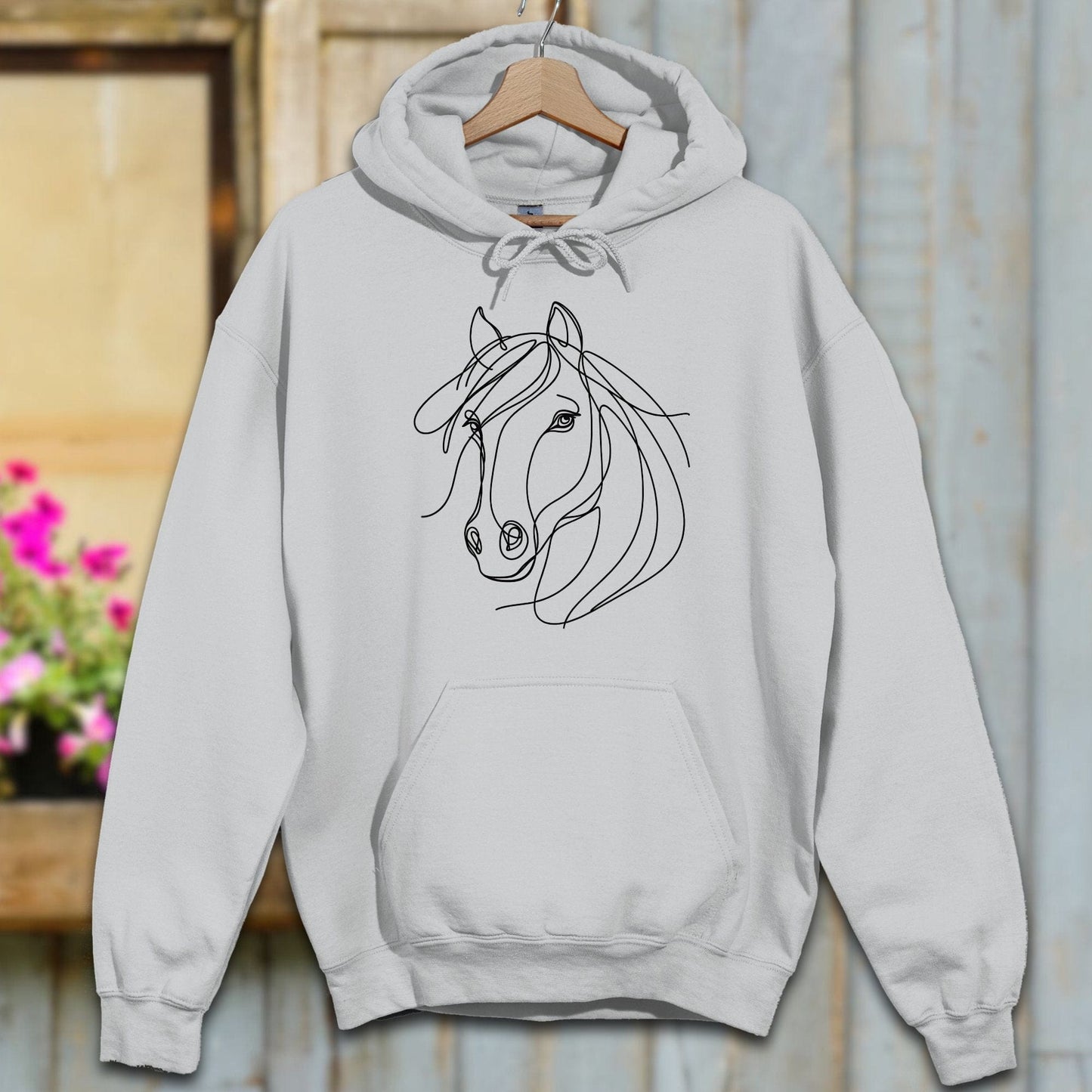 Hoodie Adult Hoodie / Sport Grey / S Elegant Horse Line Art Hoodie