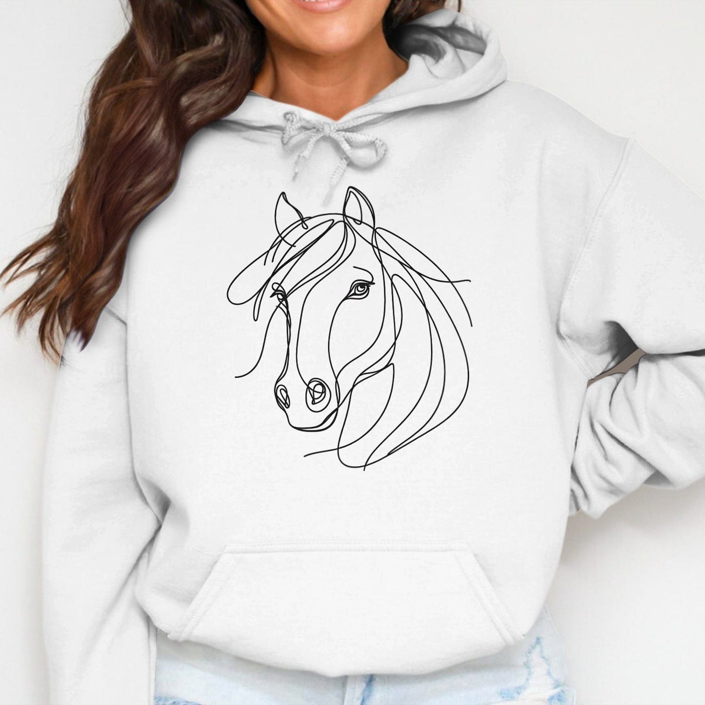 Hoodie Elegant Horse Line Art Hoodie