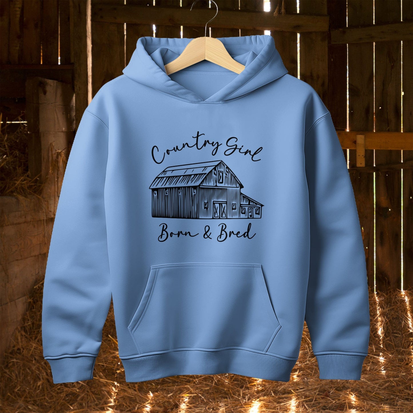 Hoodie Youth Hoodie / S / Carolina Blue Country Girl Born and Bred Hoodie