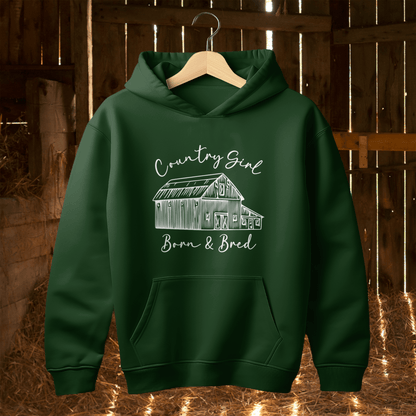 Hoodie Youth Hoodie / S / Forest Green Country Girl Born and Bred Hoodie