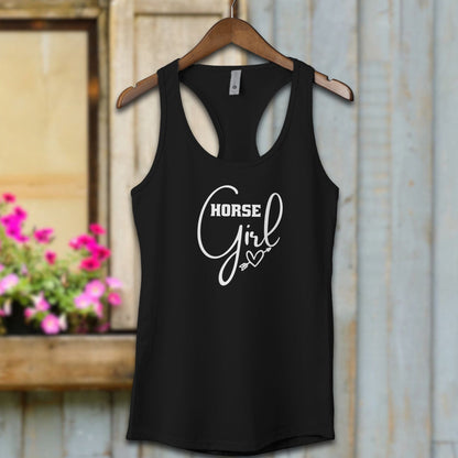 Ladies Shirt Adult Racerback / Black / XS Horse Girl with Arrow Heart Shirt