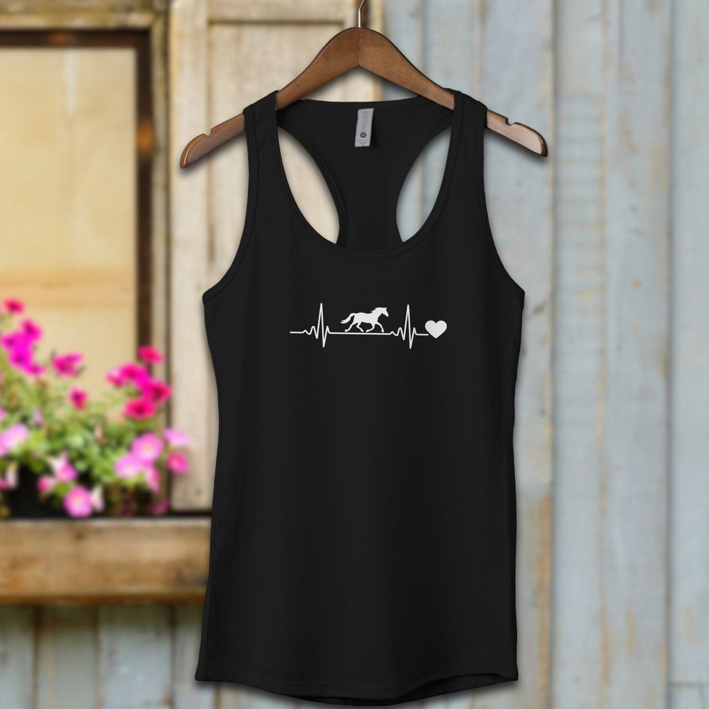 Ladies Shirt Adult Racerback / Black / XS Horse Heartbeat Shirt