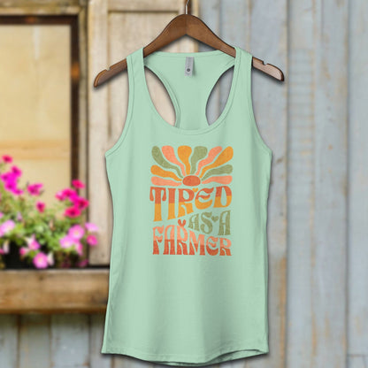 Ladies Shirt Adult Racerback / Mint / XS Tired As A Farmer Shirt