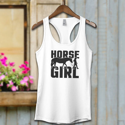 Ladies Shirt Adult Racerback / White / XS Horse and Girl Shirt