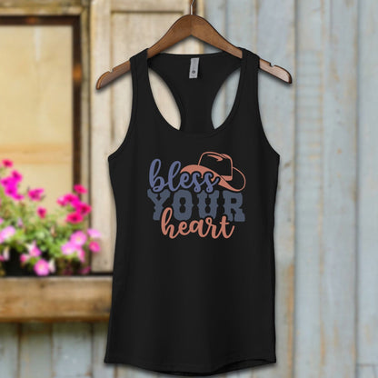 Ladies Shirt Adult Racerback / XS / Black Bless Your Heart Cowboy Hat Shirt