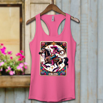 Ladies Shirt Adult Racerback / XS / Hot Pink Tarot Card Cowgirl Shirt