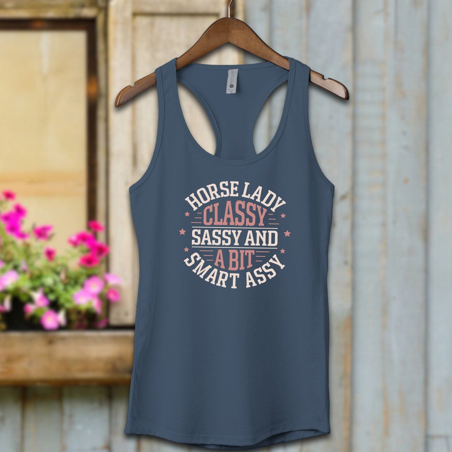 Ladies Shirt Adult Racerback / XS / Indigo Horse Lady Classy Sassy Shirt