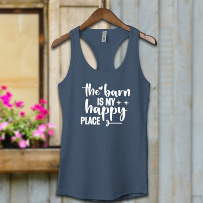 Ladies Shirt Adult Racerback / XS / Indigo The Barn Is My Happy Place Shirt