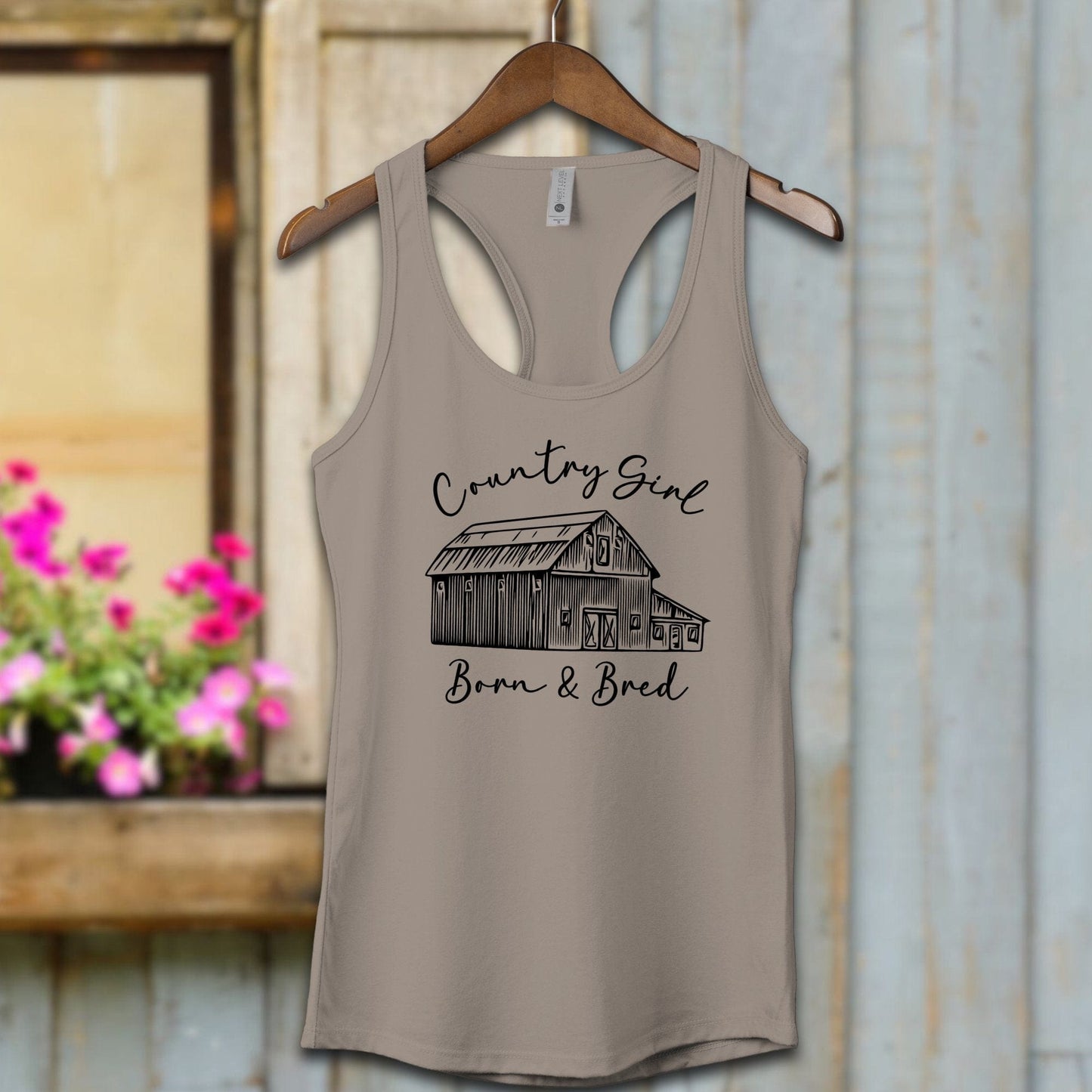 Ladies Shirt Adult Racerback / XS / Warm Grey Country Girl Born and Bred Shirt