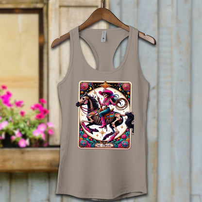 Ladies Shirt Adult Racerback / XS / Warm Grey Tarot Card Cowgirl Shirt