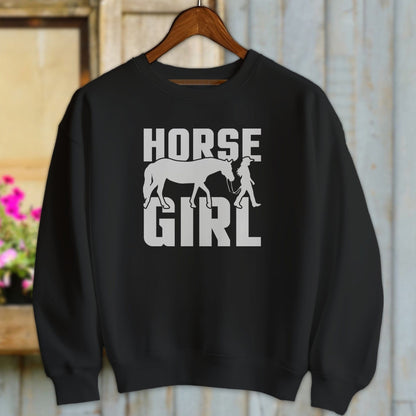 Ladies Shirt Adult Sweatshirt / Black / S Horse and Girl Shirt