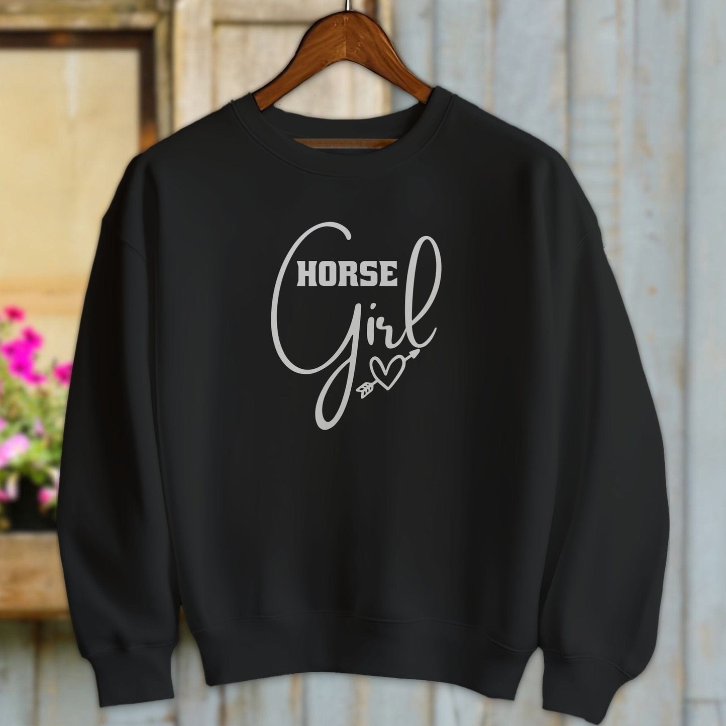 Ladies Shirt Adult Sweatshirt / Black / S Horse Girl with Arrow Heart Shirt