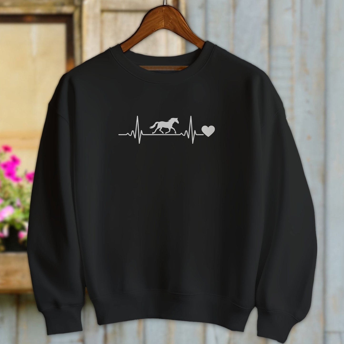 Ladies Shirt Adult Sweatshirt / Black / S Horse Heartbeat Shirt