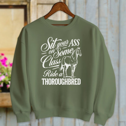 Ladies Shirt Adult Sweatshirt / Military Green / S Ride a Thoroughbred Shirt