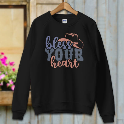 Ladies Shirt Adult Sweatshirt / S / Black Bless Your Heart Cowboy Hat Shirt