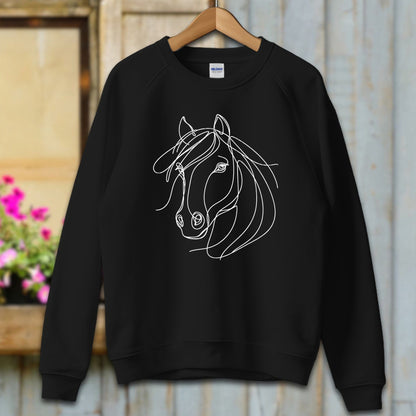 Ladies Shirt Adult Sweatshirt / S / Black Elegant Horse Line Art Shirt