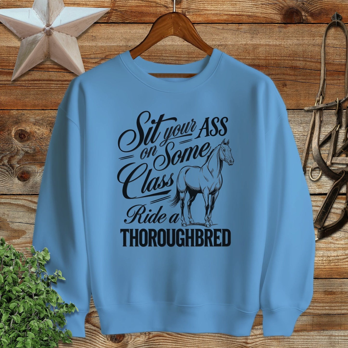 Ladies Shirt Adult Sweatshirt / S / Carolina Blue Ride a Thoroughbred Sweats