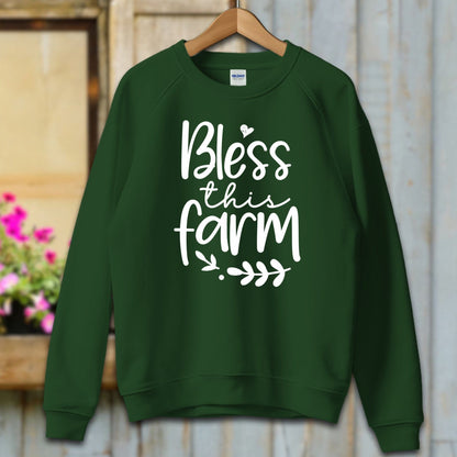 Ladies Shirt Adult Sweatshirt / S / Forest Green Bless this Farm Shirt