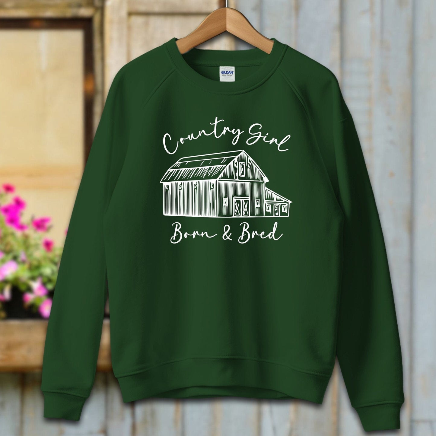 Ladies Shirt Adult Sweatshirt / S / Forest Green Country Girl Born and Bred Shirt