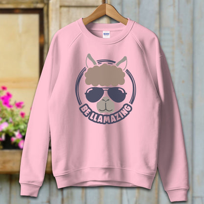 Ladies Shirt Adult Sweatshirt / S / Light Pink Be Llamazing Cool Alpaca Illustration Shirt