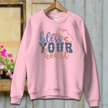 Ladies Shirt Adult Sweatshirt / S / Light Pink Bless Your Heart Cowboy Hat Shirt