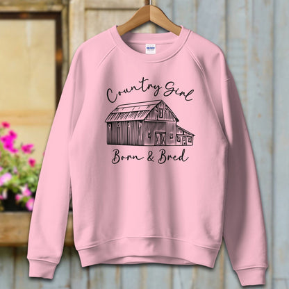 Ladies Shirt Adult Sweatshirt / S / Light Pink Country Girl Born and Bred Shirt