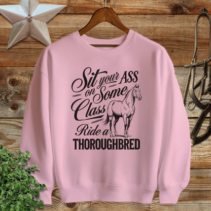 Ladies Shirt Adult Sweatshirt / S / Light Pink Ride a Thoroughbred Sweats