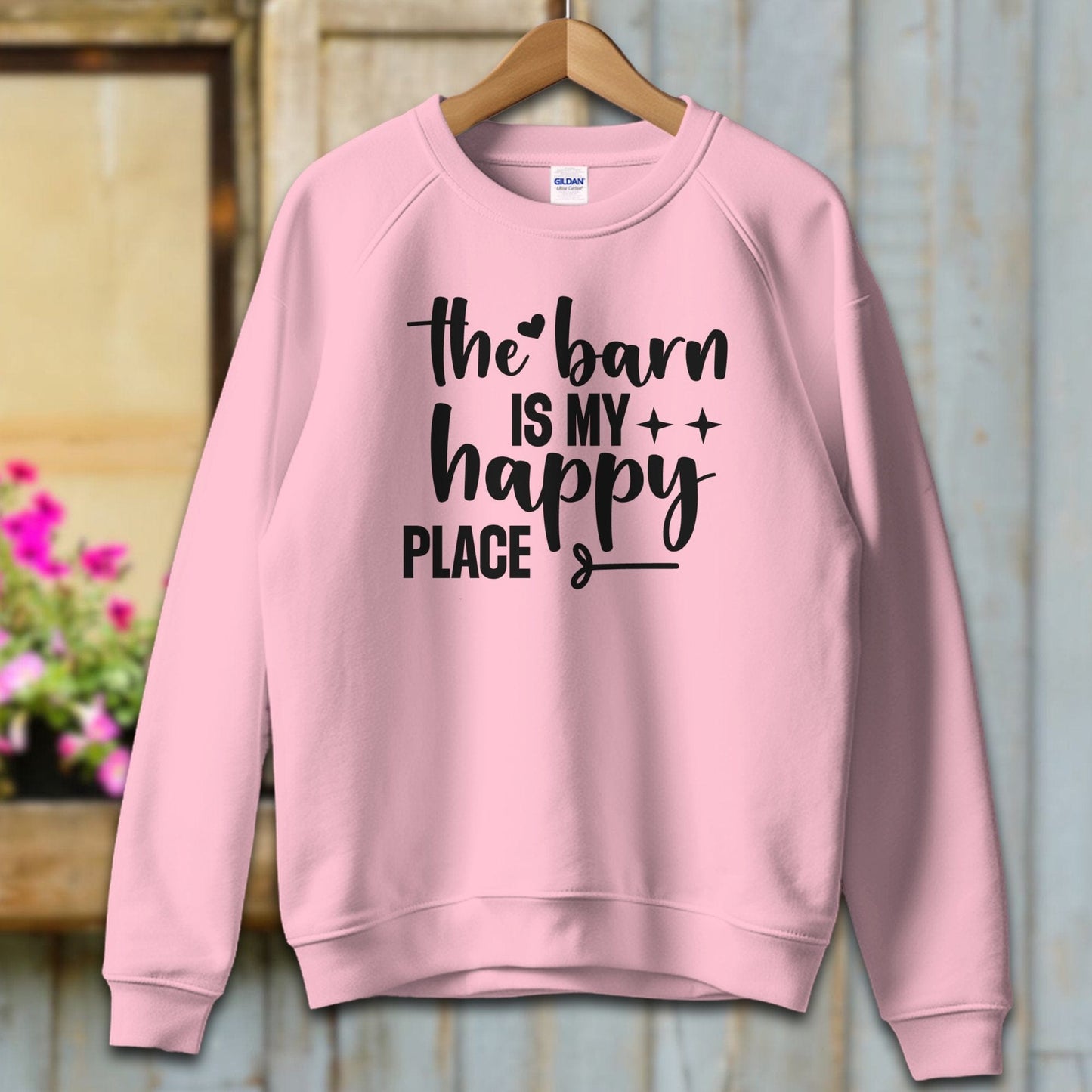 Ladies Shirt Adult Sweatshirt / S / Light Pink The Barn Is My Happy Place Shirt