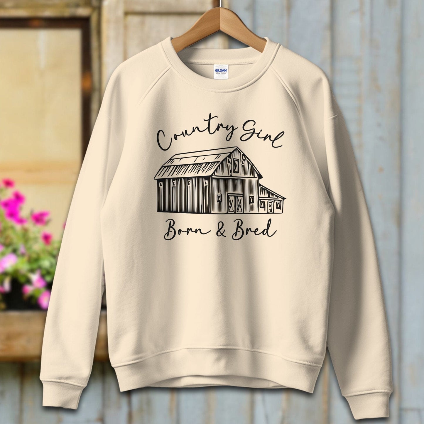 Ladies Shirt Adult Sweatshirt / S / Sand Country Girl Born and Bred Shirt