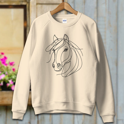 Ladies Shirt Adult Sweatshirt / S / Sand Elegant Horse Line Art Shirt