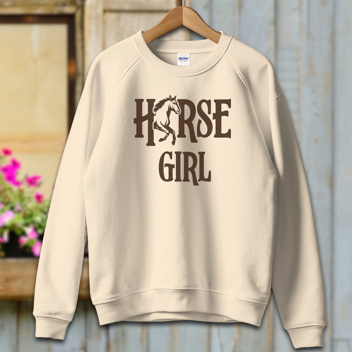 Ladies Shirt Adult Sweatshirt / S / Sand Horse Girl Shirt