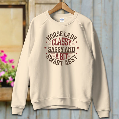 Ladies Shirt Adult Sweatshirt / S / Sand Horse Lady Classy Sassy Shirt