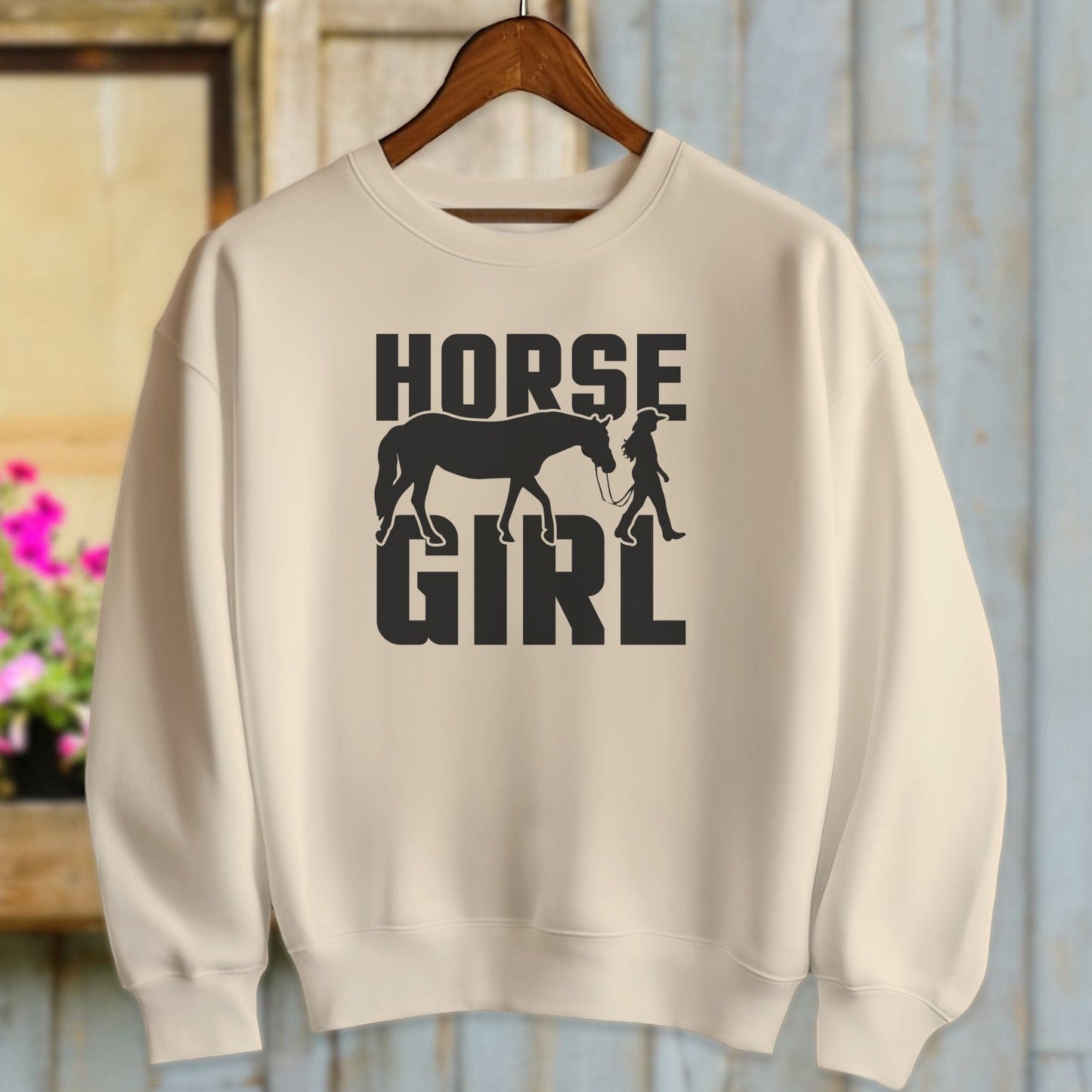 Ladies Shirt Adult Sweatshirt / Sand / S Horse and Girl Shirt