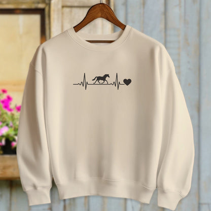 Ladies Shirt Adult Sweatshirt / Sand / S Horse Heartbeat Shirt