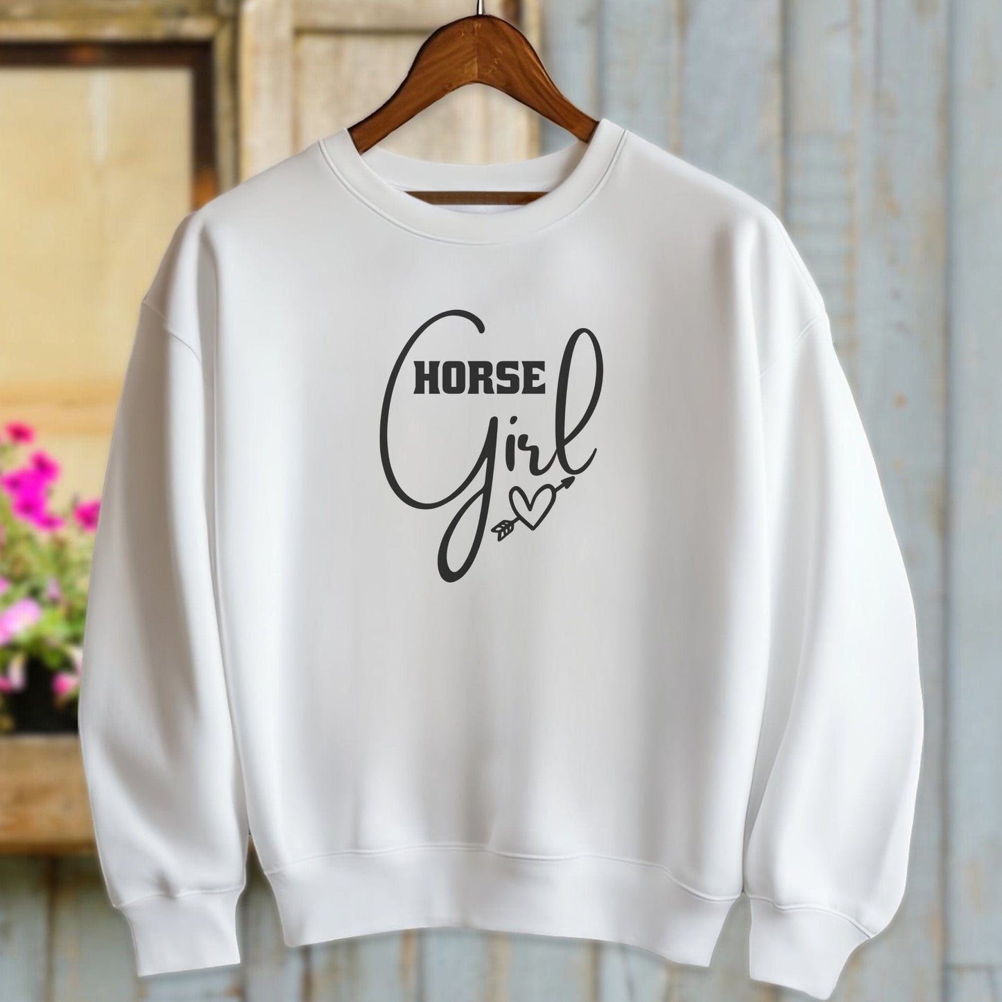 Ladies Shirt Adult Sweatshirt / White / S Horse Girl with Arrow Heart Shirt