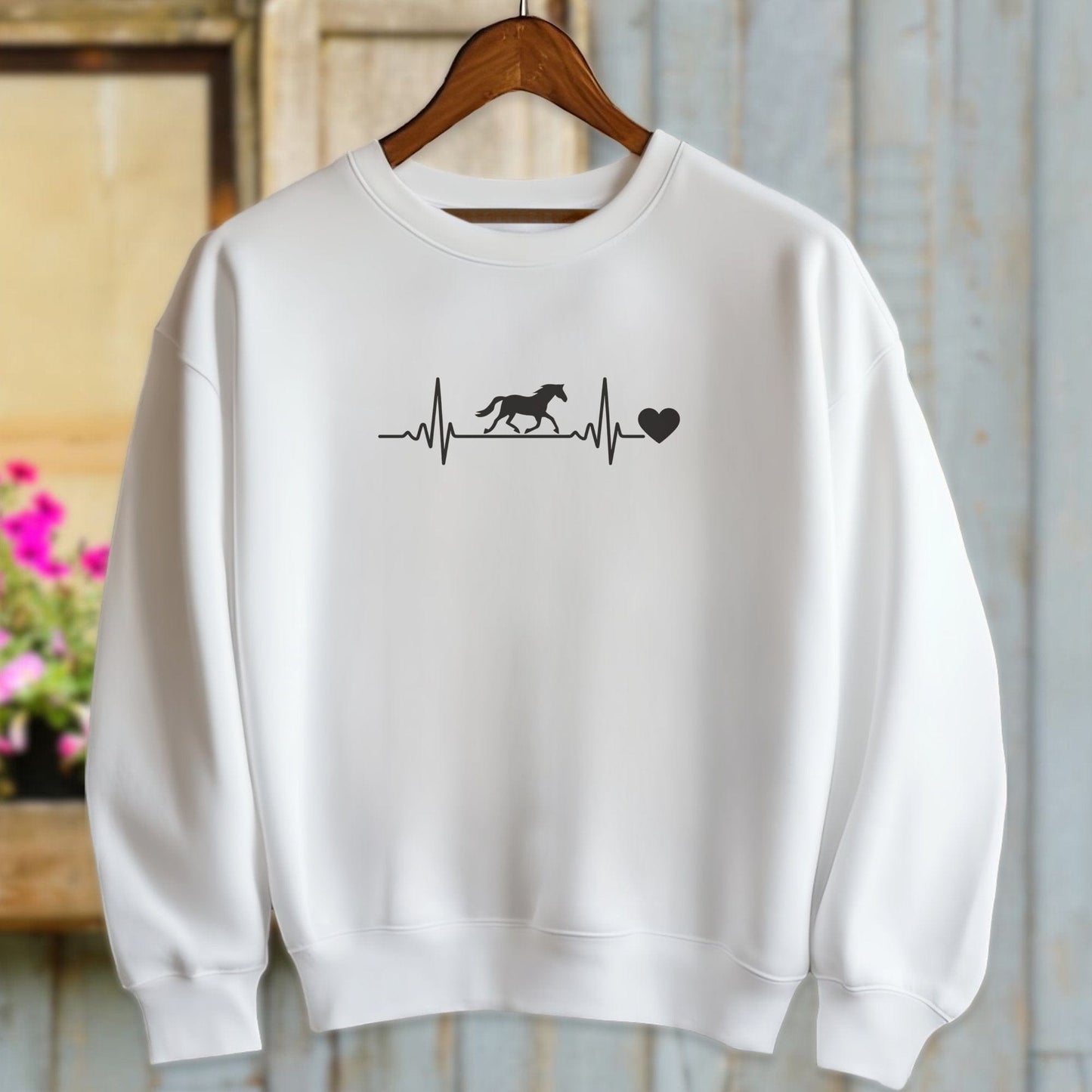 Ladies Shirt Adult Sweatshirt / White / S Horse Heartbeat Shirt