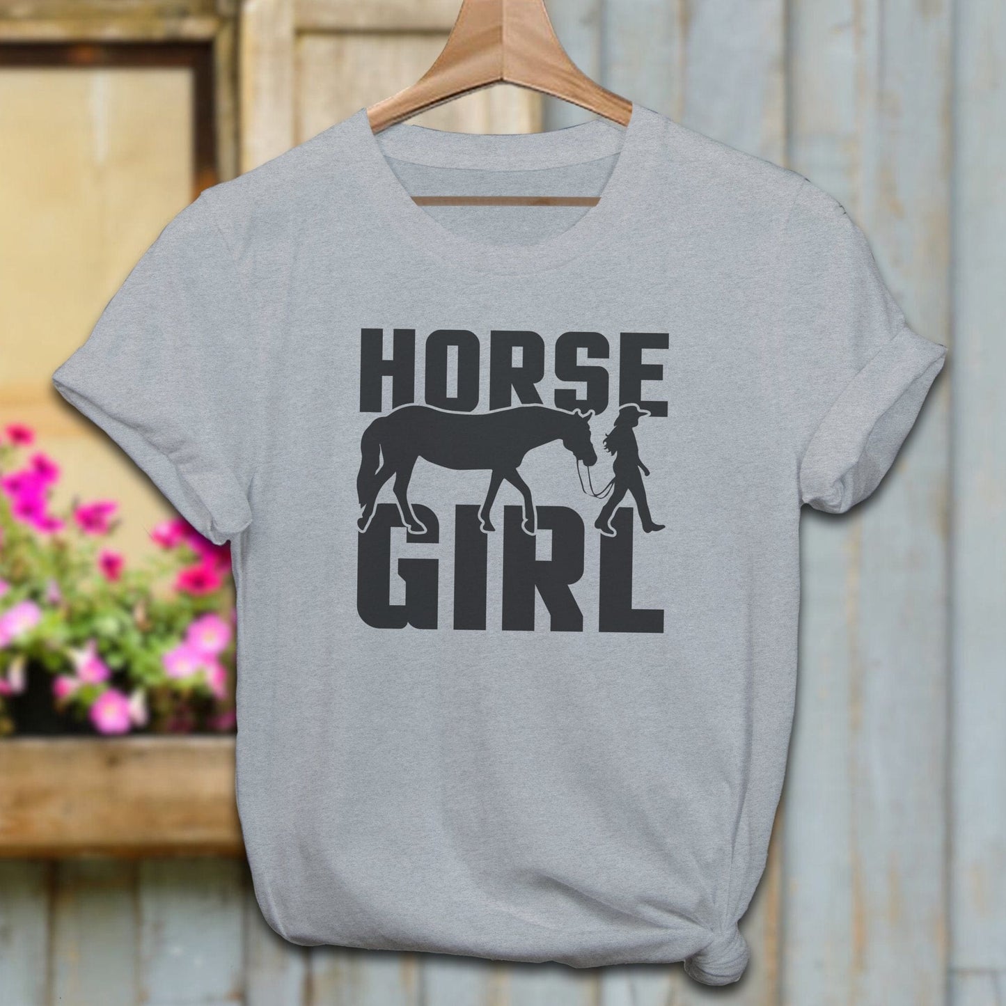 Ladies Shirt Adult T-Shirt / Athletic Heather / XS Horse and Girl Shirt