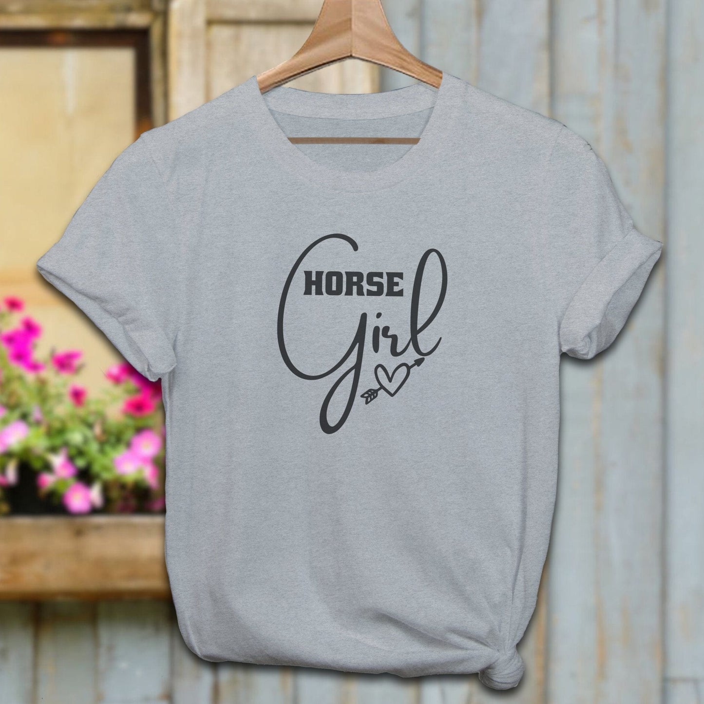 Ladies Shirt Adult T-shirt / Athletic Heather / XS Horse Girl with Arrow Heart Shirt