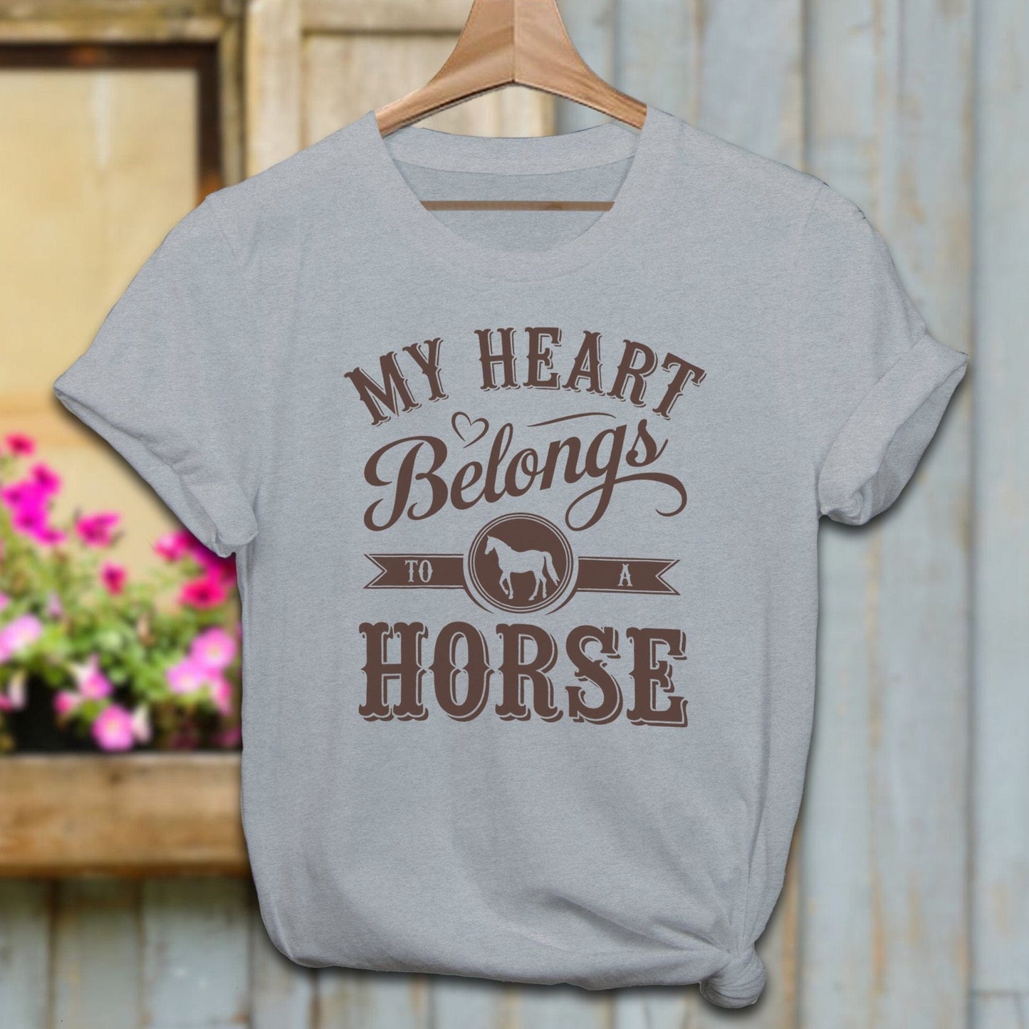 Ladies Shirt Adult T-Shirt / Athletic Heather / XS My Heart Belongs To A Horse Shirt